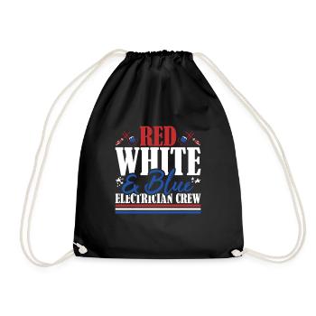 Veteran US Flag Red White & Blue Electrician Crew - Drawstring Bag - black - Front