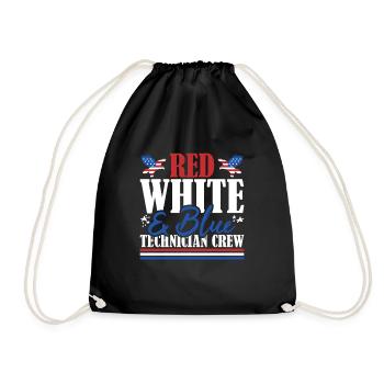 Veteran US Flag Red White & Blue Technician Crew - Drawstring Bag - black - Front