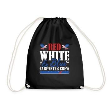 Veteran US Flag Red White & Blue Carpenter Crew - Drawstring Bag - black - Front