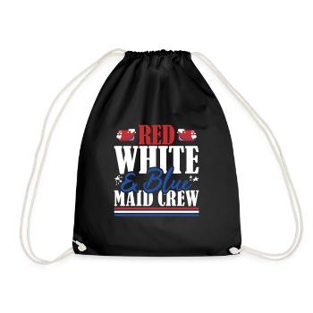 Veteran US Flag Red White & Blue Maid Crew - Drawstring Bag - black - Front