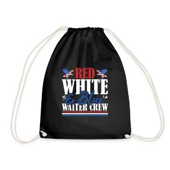 Veteran US Flag Red White & Blue Waiter Crew - Drawstring Bag - black - Front