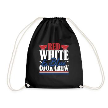 Veteran US Flag Red White & Blue Cook Crew - Drawstring Bag - black - Front