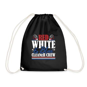 Veteran US Flag Red White & Blue Cleaner Crew - Drawstring Bag - black - Front