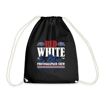 Veteran US Flag Red White & Blue Photographer Crew - Drawstring Bag - black - Front