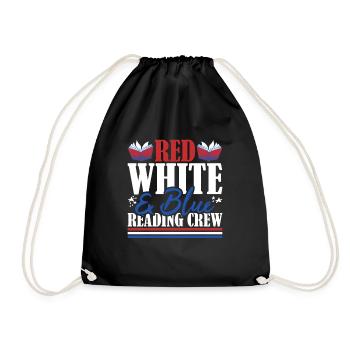 Veteran US Flag Red White & Blue Reading Crew - Drawstring Bag - black - Front