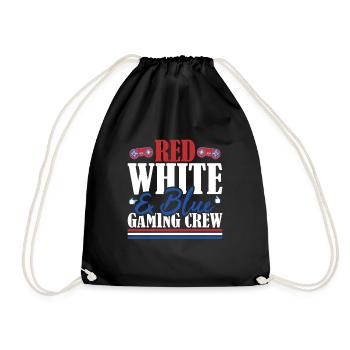 Veteran US Flag Red White & Blue Gaming Crew - Drawstring Bag - black - Front