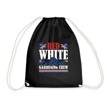 Veteran US Flag Red White & Blue Gardening Crew - Drawstring Bag - black - Front