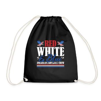 Veteran US Flag Red White & Blue American Football - Drawstring Bag - black - Front