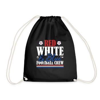 Veteran US Flag Red White & Blue Football Crew - Drawstring Bag - black - Front
