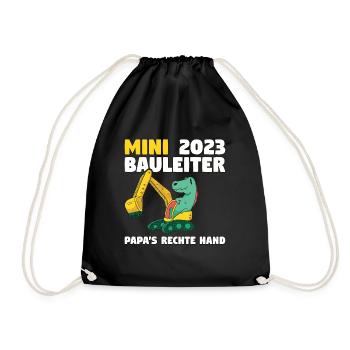 Bauherr 2023 Papa's Rechte Hand Bauleiter - Turnbeutel - Schwarz - Vorne