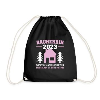 Wichtige Angelegenheiten Zu Mir Bauleiterin 2023 - Turnbeutel - Schwarz - Vorne