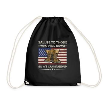 Salute To Those Who Fell Down We Can Stand Veteran - Drawstring Bag - black - Front