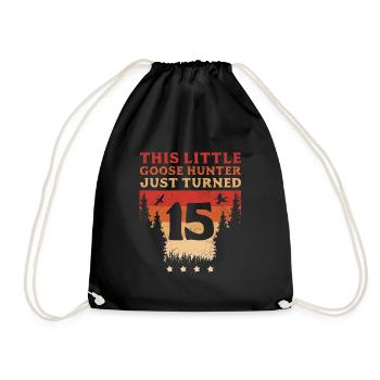 Hunter This Little Goose Hunter Just Turned 15 - Drawstring Bag - black - Front