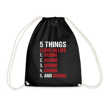 Sport 5 choses que j’aime dans la vie Boxe - Sac de sport léger - noir - Devant