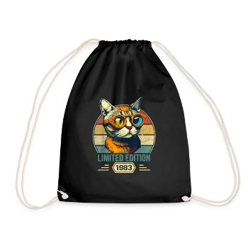 Awesome since 1983 Katze Geburtstag Geschenk - Turnbeutel - Schwarz - Vorne