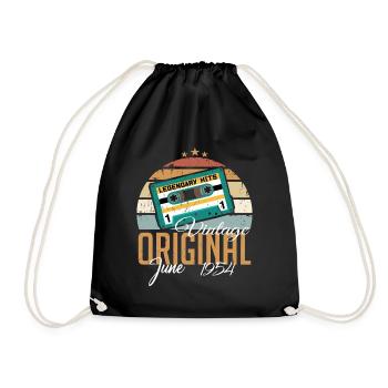 Original June 1954 born Born 1954 Retro - Drawstring Bag - black - Front