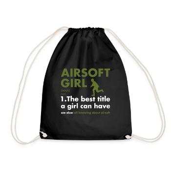Sport Girl Definition Airsoft - Drawstring Bag - black - Front