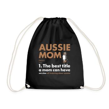 Dog Aussie Mom Definition - Drawstring Bag - black - Front