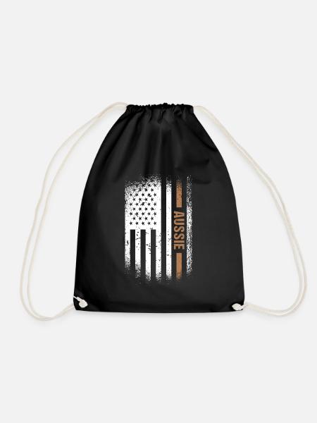 Dog Aussie Us Flag - Turnbeutel - Schwarz
