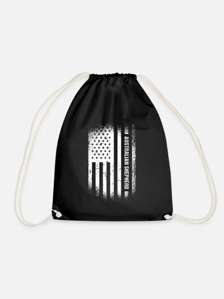 Dog Aussie Us Flag - Turnbeutel - Schwarz