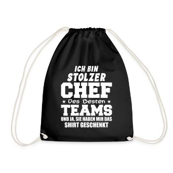 Stolzer Chef Des Besten Teams Shirt Geschenkt Fun - Turnbeutel - Schwarz - Vorne
