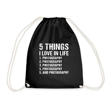 Photographe 5 choses que j’aime dans la vie Photographie - Sac de sport léger - noir - Devant