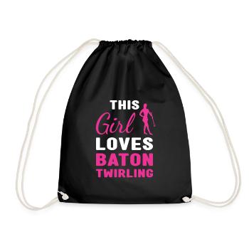 Baton Twirler This Girl Loves Baton Twirling - Drawstring Bag - black - Front