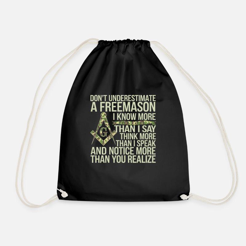 Mason Masonic Camo Freemason - Drawstring Bag - black