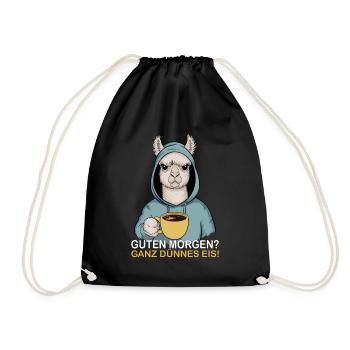Good morning very thin funny alpaca - Drawstring Bag - black - Front