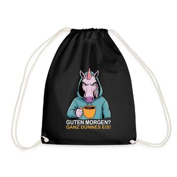 Good morning very thin funny unicorn - Drawstring Bag - black - Front