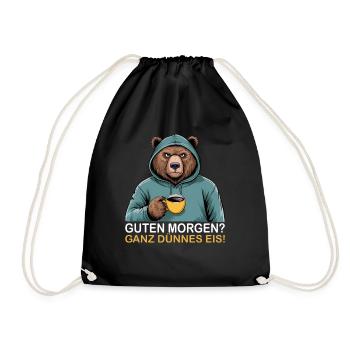 Good Morning Very Thin Grizzly Funny Bear - Drawstring Bag - black - Front