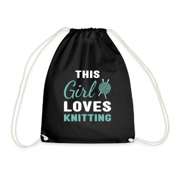 Knitter This Girl Loves Knitting - Drawstring Bag - black - Front