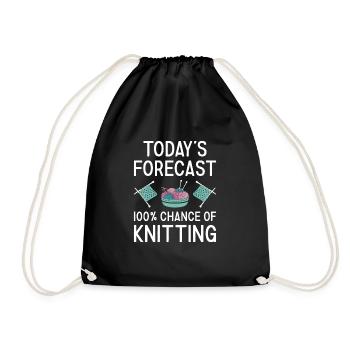 Knitter Today's Forecast Knitting - Drawstring Bag - black - Front
