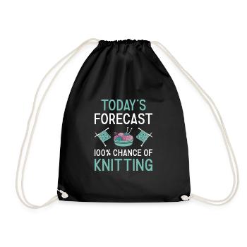 Knitter Today's Forecast Knitting - Drawstring Bag - black - Front