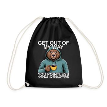 Funny Bear Grizzly - Drawstring Bag - black - Front