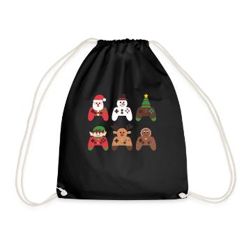 Gamer Weihanchten Gaming Weihnachten Zocken Zocker - Turnbeutel - Schwarz - Vorne