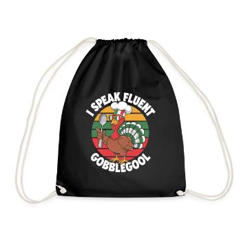 Turkey Day Thanksgiving Day Gobblegool - Drawstring Bag - black - Front