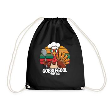 Turkey Day Thanksgiving Day Gobblegool - Drawstring Bag - black - Front