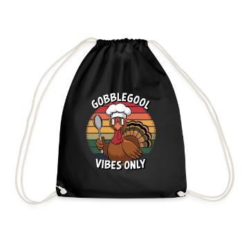 Turkey Day Thanksgiving Day Gobblegool - Drawstring Bag - black - Front