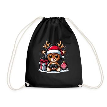 Gamer Gaming Gamer Gaming Christmas - Drawstring Bag - black - Front