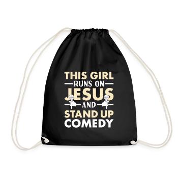 This Girl Runs On Jesus And Stand Up Comedy - Drawstring Bag - black - Front