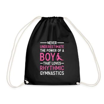 Gymnast Never Underestimate The Power Of A Boy - Drawstring Bag - black - Front