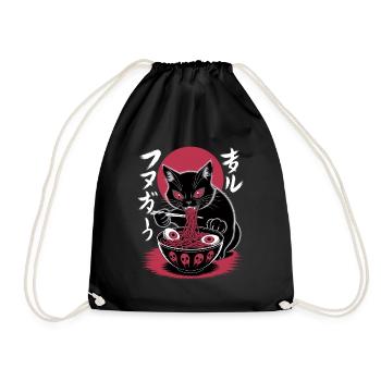 Kawaii Katze Ramen Nudeln Anime Katze - Turnbeutel - Schwarz - Vorne
