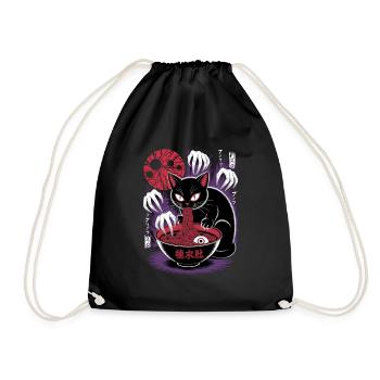 Kawaii Katze Ramen Nudeln Anime Katze - Turnbeutel - Schwarz - Vorne