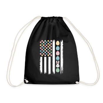 Easter Eggs Bunnies American Flag - Drawstring Bag - black - Front