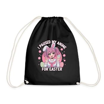 I paused my anime for Easter - Drawstring Bag - black - Front