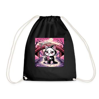Sensenmann Anime Katze Kirschblüte - Turnbeutel - Schwarz - Vorne