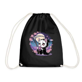 Sensenmann Anime Katze Kirschblüte - Turnbeutel - Schwarz - Vorne