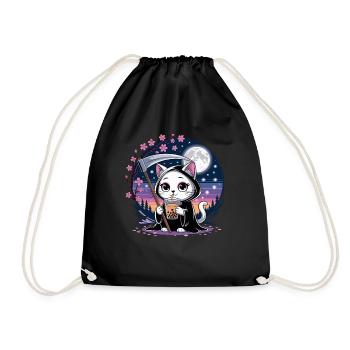 Sensenmann Anime Katze Kirschblüte - Turnbeutel - Schwarz - Vorne