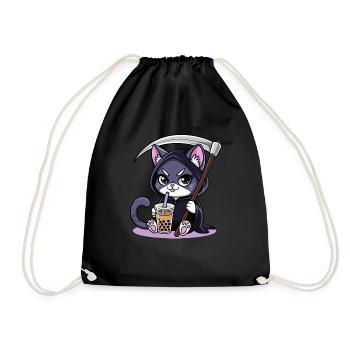 Sensenmann Anime Katze Kirschblüte - Turnbeutel - Schwarz - Vorne